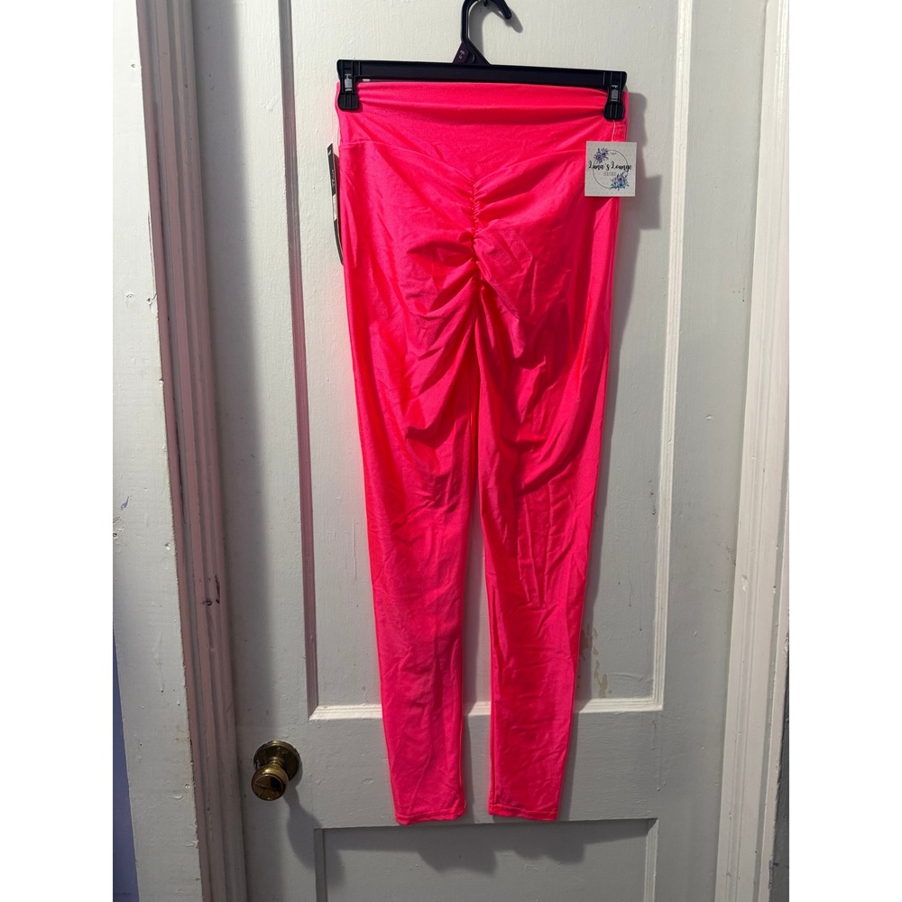 New Mix T015 Neon Coral Scrunch Butt Leggings L/XL NWT High Waist Athleisure